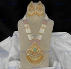 VeroniQ Trends-Traditional Mughal Style Multistrand Gold Plated Meenakari And Kundan Polki Long Necklace Kundan-Gold Plated-Wedding Jewelry-Punjabi Jewelry-South Indian-Thappa Jewelry