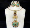 VeroniQ Trends-Traditional Gold Plated Animal Motif Meenakari Kundan Polki Hasli Necklace Kundan-Gold Plated-Wedding Jewellery-Punjabi Jewellery-South Indian-Thappa Jewellery