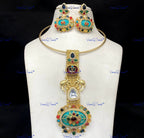 VeroniQ Trends-Traditional Gold Plated Animal Motif Meenakari Kundan Polki Hasli Necklace Kundan-Gold Plated-Wedding Jewelry-Punjabi Jewelry-South Indian-Thappa Jewelry