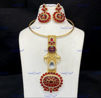 VeroniQ Trends-Traditional Gold Plated Animal Motif Meenakari Kundan Polki Hasli Necklace Kundan-Gold Plated-Wedding Jewelry-Punjabi Jewelry-South Indian-Thappa Jewelry
