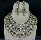 VeroniQ Trends-Victorian Elegant Multi-Layer Gold Plated Kundan Polki Statement Necklace Kundan-Gold Plated-Wedding Jewelry-Punjabi Jewelry-South Indian-Thappa Jewelry