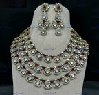 VeroniQ Trends-Victorian Elegant Multi-Layer Gold Plated Kundan Polki Statement Necklace Kundan-Gold Plated-Wedding Jewelry-Punjabi Jewelry-South Indian-Thappa Jewelry