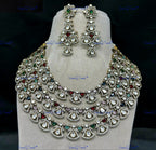 VeroniQ Trends-Victorian Elegant Multi-Layer Gold Plated Kundan Polki Statement Necklace Kundan-Gold Plated-Wedding Jewelry-Punjabi Jewelry-South Indian-Thappa Jewelry