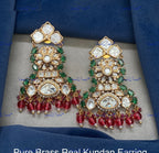 VeroniQ Trends-Elegant Floral Gold Plated Kundan Polki Earrings Kundan-Gold Plated-Wedding Jewelry-Punjabi Jewelry-South Indian-Thappa Jewelry