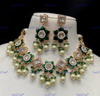 VeroniQ Trends-Floral Gold Plated Pearl Kundan Polki Choker Necklace Kundan-Gold Plated-Wedding Jewelry-Punjabi Jewelry-South Indian-Thappa Jewelry