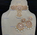 VeroniQ Trends-Elegant Multistrand Gold Plated Pearl And Kundan Polki Choker Necklace Kundan-Gold Plated-Wedding Jewellery-Punjabi Jewellery-South Indian-Thappa Jewellery
