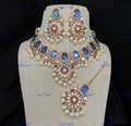 VeroniQ Trends-Traditional Floral Bridal Gold Plated Amethyst Stone And Kundan Polki Choker Necklace With Pearl Kundan-Gold Plated-Wedding Jewellery-Punjabi Jewellery-South Indian-Thappa Jewellery