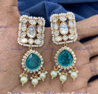 VeroniQ Trends-Beautiful Gold Plated Kundan Polki Earrings Kundan-Gold Plated-Wedding Jewelry-Punjabi Jewelry-South Indian-Thappa Jewelry