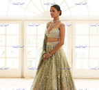 VeroniQ Trends-Designer Green Stone and Polki Choker and Long Necklace Set Polki-Gold Plated-Wedding Jewelry-Punjabi Jewelry-South Indian-Thappa Jewelry