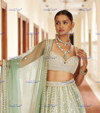 VeroniQ Trends-Designer Green Stone and Polki Choker and Long Necklace Set Polki-Gold Plated-Wedding Jewelry-Punjabi Jewelry-South Indian-Thappa Jewelry