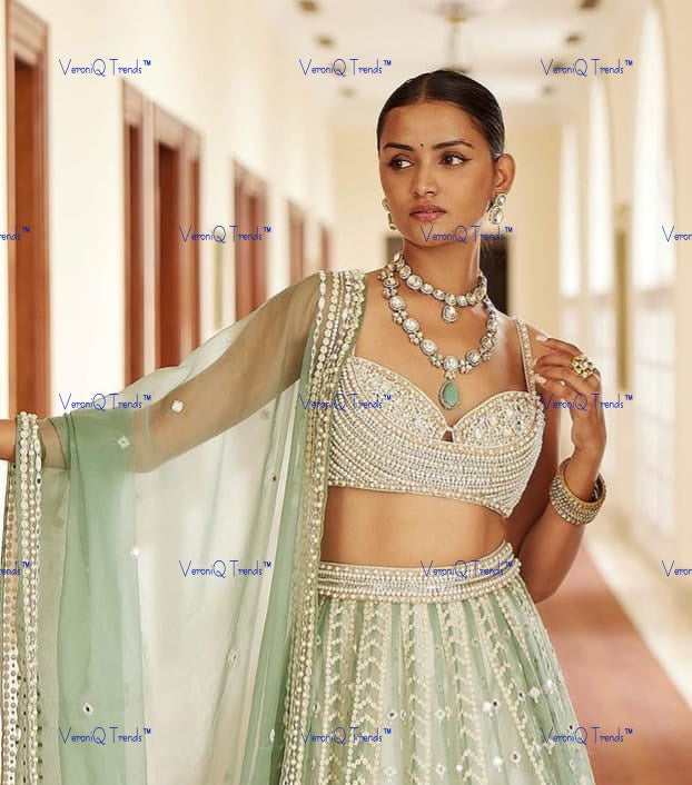 VeroniQ Trends-Designer Green Stone and Polki Choker and Long Necklace Set Polki-Gold Plated-Wedding Jewellery-Punjabi Jewellery-South Indian-Thappa Jewellery