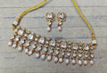 VeroniQ Trends-Beautiful Gold Plated Polki And Pearl Choker Necklace Polki-Gold Plated-Wedding Jewellery-Punjabi Jewellery-South Indian-Thappa Jewellery