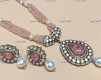 VeroniQ Trends-Multistrand Beaded Polki Long Necklace Polki-Gold Plated-Wedding Jewelry-Punjabi Jewelry-South Indian-Thappa Jewelry