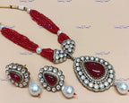 VeroniQ Trends-Multistrand Beaded Polki Long Necklace Polki-Gold Plated-Wedding Jewelry-Punjabi Jewelry-South Indian-Thappa Jewelry