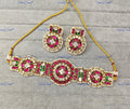 VeroniQ Trends-Gold Plated Kemp Stone Polki Choker Necklace Polki-Gold Plated-Wedding Jewellery-Punjabi Jewellery-South Indian-Thappa Jewellery