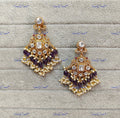 VeroniQ Trends-Royal Peacock Design Gold Plated Polki Earrings With Sapphire Beads Polki-Gold Plated-Wedding Jewellery-Punjabi Jewellery-South Indian-Thappa Jewellery