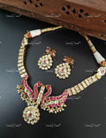 VeroniQ Trends-Pachi Kundan Peacock Design Polki Choker Necklace Polki-Gold Plated-Wedding Jewellery-Punjabi Jewellery-South Indian-Thappa Jewellery