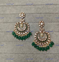 VeroniQ Trends-Royal Gold Plated Chandbali Polki Earrings With Green Beads Polki-Gold Plated-Wedding Jewellery-Punjabi Jewellery-South Indian-Thappa Jewellery