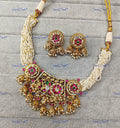 VeroniQ Trends-Multistrand Pachi Kundan Polki Necklace Polki-Gold Plated-Wedding Jewellery-Punjabi Jewellery-South Indian-Thappa Jewellery