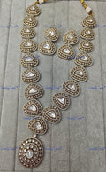 VeroniQ Trends-Victorian Gold Plated Diamond Look Polki Long Necklace Polki-Gold Plated-Wedding Jewellery-Punjabi Jewellery-South Indian-Thappa Jewellery