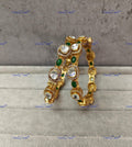 VeroniQ Trends-Latest Design Gold Plated Emerald Green Stone Polki Bangles Polki-Gold Plated-Wedding Jewellery-Punjabi Jewellery-South Indian-Thappa Jewellery