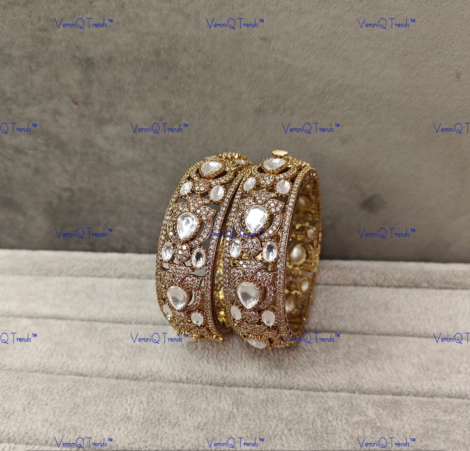 VeroniQ Trends-Gold Plated Polki Bangles Polki-Gold Plated-Wedding Jewellery-Punjabi Jewellery-South Indian-Thappa Jewellery