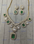 VeroniQ Trends-Party Look Gold Plated Polki Necklace Polki-Gold Plated-Wedding Jewelry-Punjabi Jewelry-South Indian-Thappa Jewelry