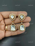 VeroniQ Trends-Diamond Look Gold Plated Polki Earrings Polki-Gold Plated-Wedding Jewellery-Punjabi Jewellery-South Indian-Thappa Jewellery