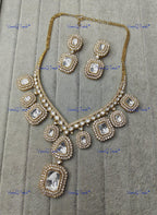 VeroniQ Trends-Party Look Gold Plated Polki Necklace Polki-Gold Plated-Wedding Jewelry-Punjabi Jewelry-South Indian-Thappa Jewelry
