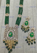 VeroniQ Trends-Royal Multistrand Gold Plated Mughal Style Polki Long Necklace Polki-Gold Plated-Wedding Jewellery-Punjabi Jewellery-South Indian-Thappa Jewellery