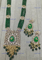 VeroniQ Trends-Royal Multistrand Gold Plated Mughal Style Polki Long Necklace Polki-Gold Plated-Wedding Jewelry-Punjabi Jewelry-South Indian-Thappa Jewelry