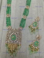 VeroniQ Trends-Royal Multistrand Gold Plated Mughal Style Polki Long Necklace Polki-Gold Plated-Wedding Jewelry-Punjabi Jewelry-South Indian-Thappa Jewelry