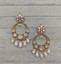 VeroniQ Trends-Traditional Chandbali Design Gold Plated Polki Earrings With Pearl Polki-Gold Plated-Wedding Jewellery-Punjabi Jewellery-South Indian-Thappa Jewellery