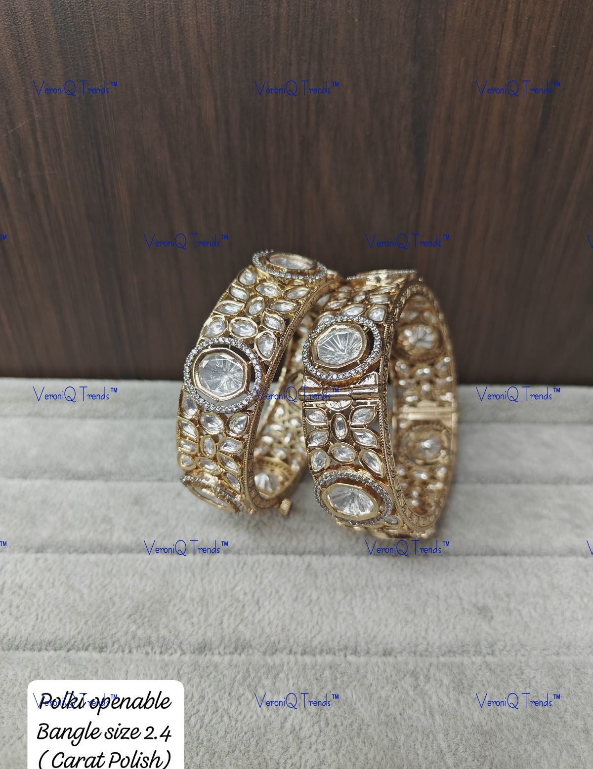VeroniQ Trends-Gold Plated Carat Polish Polki Bangles Polki-Gold Plated-Wedding Jewellery-Punjabi Jewellery-South Indian-Thappa Jewellery