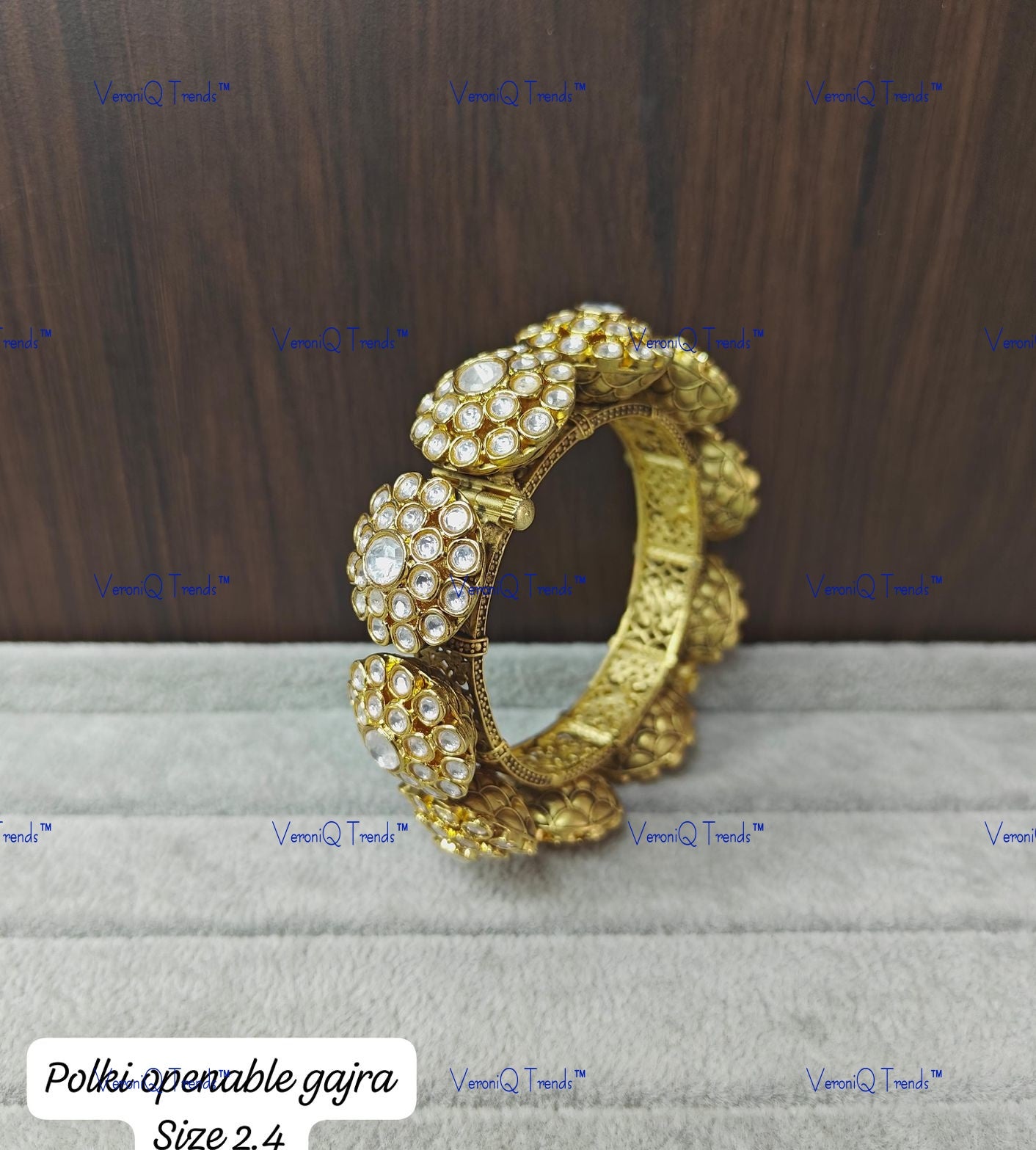 VeroniQ Trends-Gold Plated Polki Gajra Bangles Polki-Gold Plated-Wedding Jewellery-Punjabi Jewellery-South Indian-Thappa Jewellery