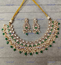 VeroniQ Trends-Traditional Gold Plated Polki Choker Necklace Polki-Gold Plated-Wedding Jewellery-Punjabi Jewellery-South Indian-Thappa Jewellery