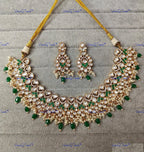 VeroniQ Trends-Traditional Gold Plated Polki Choker Necklace Polki-Gold Plated-Wedding Jewelry-Punjabi Jewelry-South Indian-Thappa Jewelry