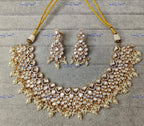 VeroniQ Trends-Traditional Gold Plated Polki Choker Necklace Polki-Gold Plated-Wedding Jewelry-Punjabi Jewelry-South Indian-Thappa Jewelry