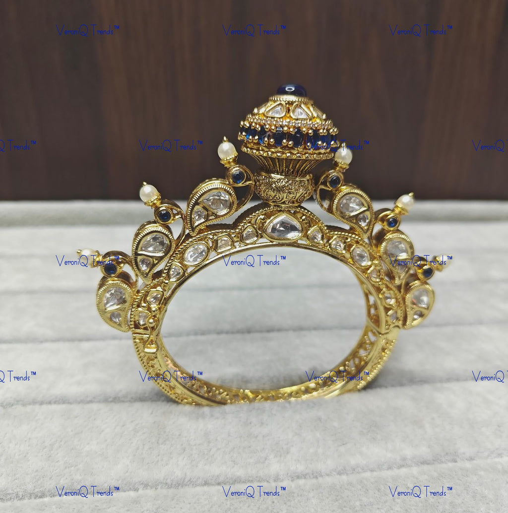 VeroniQ Trends-Traditional Gold Plated Polki Bangles Polki-Gold Plated-Wedding Jewellery-Punjabi Jewellery-South Indian-Thappa Jewellery