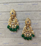 VeroniQ Trends-Traditional Gold Plated Polki Chandbali Earrings Polki-Gold Plated-Wedding Jewelry-Punjabi Jewelry-South Indian-Thappa Jewelry