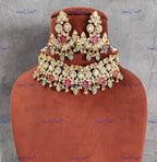 VeroniQ Trends-Beautiful Design Gold Plated Polki Choker Necklace Polki-Gold Plated-Wedding Jewelry-Punjabi Jewelry-South Indian-Thappa Jewelry
