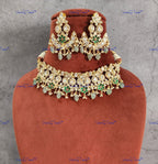 VeroniQ Trends-Beautiful Design Gold Plated Polki Choker Necklace Polki-Gold Plated-Wedding Jewelry-Punjabi Jewelry-South Indian-Thappa Jewelry