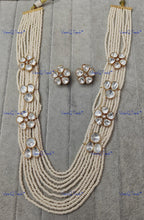 VeroniQ Trends-Gold Plated Multistrand Beaded Polki Long Necklace Polki-Gold Plated-Wedding Jewelry-Punjabi Jewelry-South Indian-Thappa Jewelry