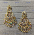 VeroniQ Trends-Beautiful Gold Plated Polki Chandbali Earrings With Beads Polki-Gold Plated-Wedding Jewellery-Punjabi Jewellery-South Indian-Thappa Jewellery