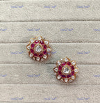 VeroniQ Trends-Beautiful Gold Plated Polki Studs Earrings Polki-Gold Plated-Wedding Jewelry-Punjabi Jewelry-South Indian-Thappa Jewelry