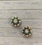 VeroniQ Trends-Beautiful Gold Plated Polki Studs Earrings Polki-Gold Plated-Wedding Jewelry-Punjabi Jewelry-South Indian-Thappa Jewelry
