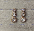 VeroniQ Trends-Diamond Look Polki Earrings Polki-Emerald Stone-Gold Plated-Wedding Jewellery-Punjabi Jewellery-South Indian-Thappa Jewellery
