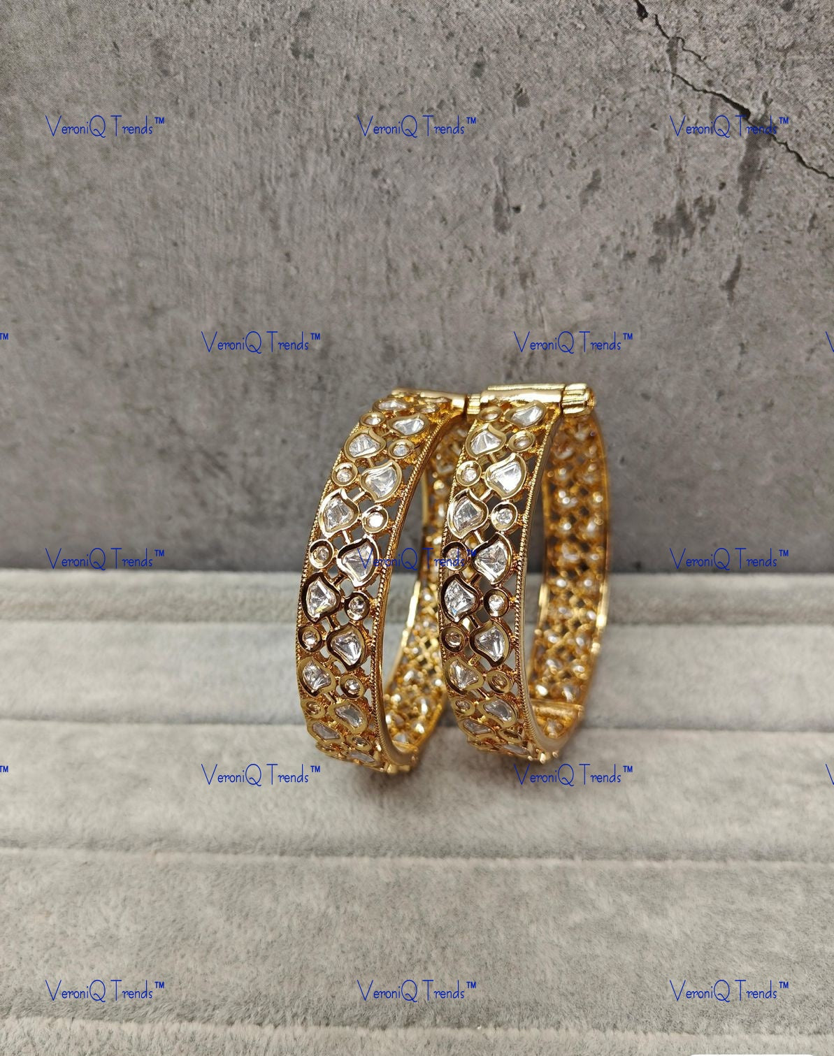 VeroniQ Trends-Gold Plated Polki Bangles Polki-Gold Plated-Wedding Jewellery-Punjabi Jewellery-South Indian-Thappa Jewellery