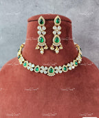 VeroniQ Trends-Floral Design Polki Choker Necklace Polki-Gold Plated-Wedding Jewelry-Punjabi Jewelry-South Indian-Thappa Jewelry