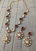 VeroniQ Trends-Party Look Polki Stone Long Necklace Polki-Gold Plated-Wedding Jewellery-Punjabi Jewellery-South Indian-Thappa Jewellery